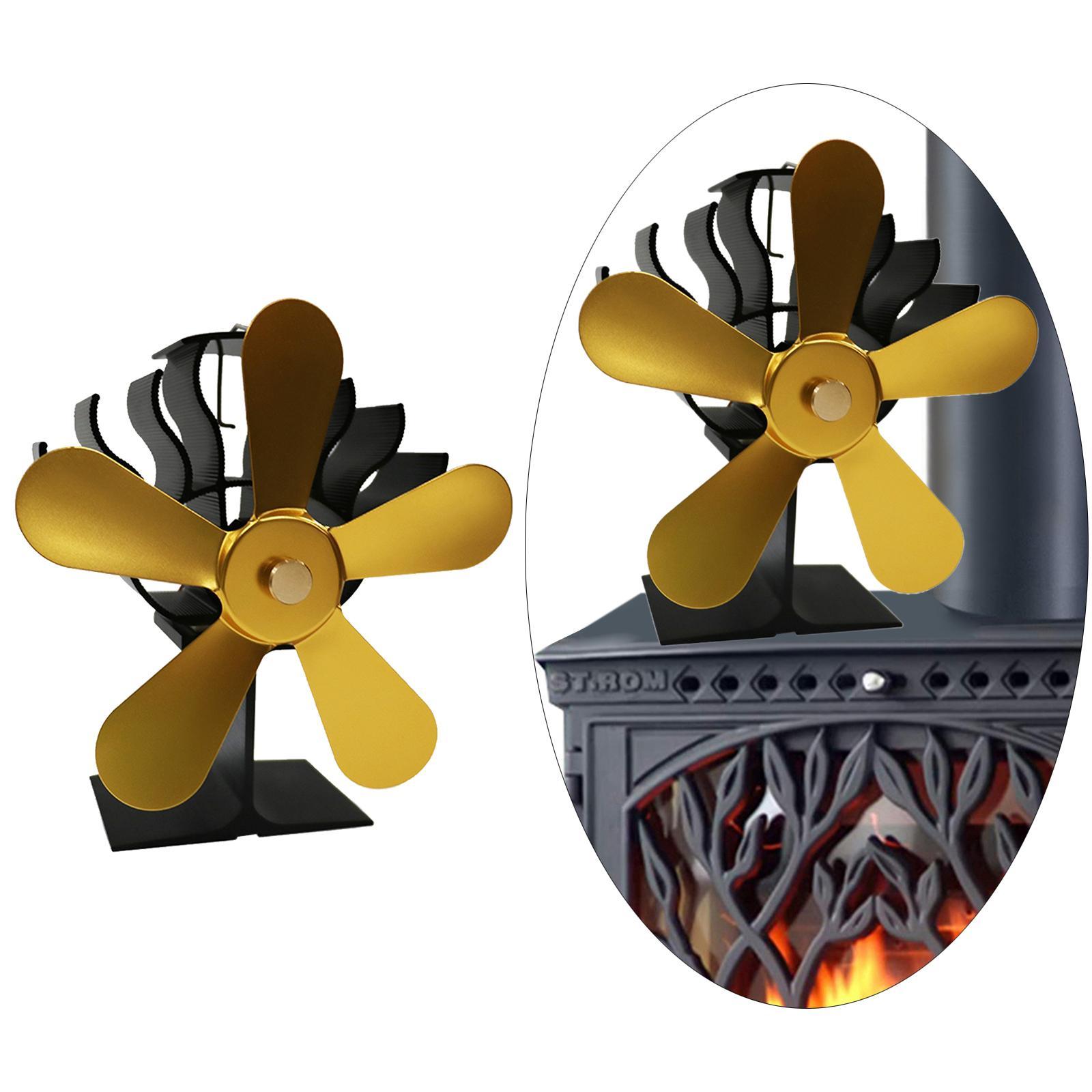 Mini Heat Powered Stove Fan With Free Thermometer Mini 5 Blade Golden