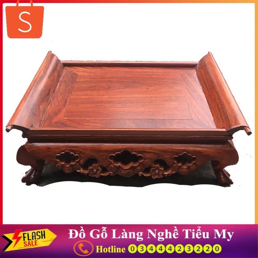 Khay trà 3 bông, kiểu cổ điển chất liệu gỗ hương, mặt ván và đá