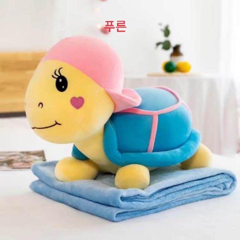 Gấu bông hình con rùa, có ruột là chân bông mềm mại, bộ mền gối 3 trong 1 siêu xinh