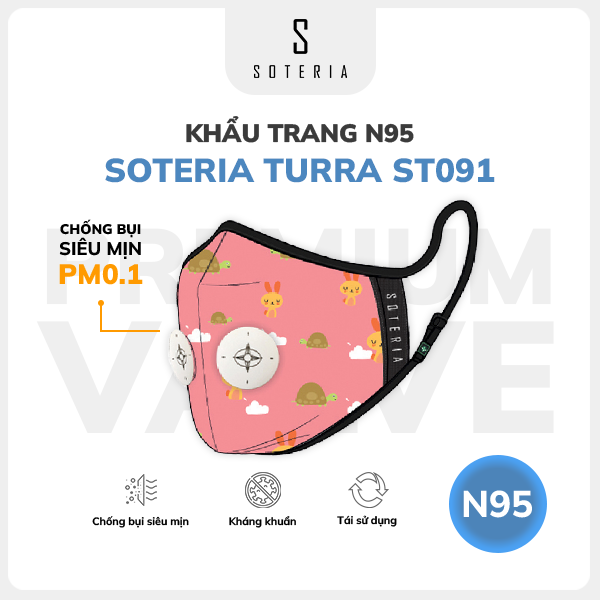 Khẩu trang thời trang Soteria Turra ST091 - N95 lọc hơn 99% bụi mịn 0.1 micro