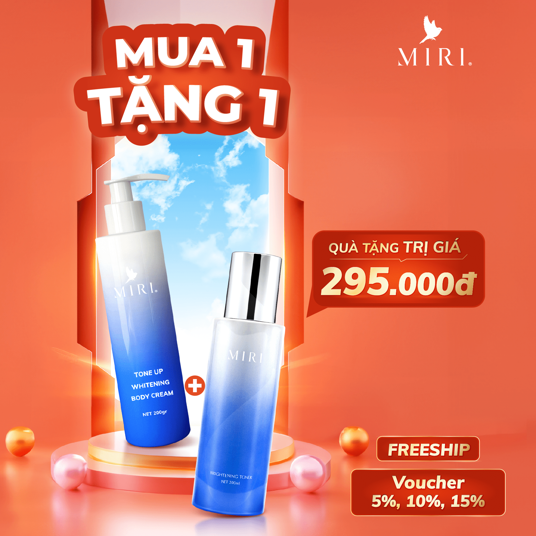 KEM Ủ TRẮNG NÂNG TÔNG TOÀN THÂN - TONE UP WHITENING BODY CREAM MIRI 