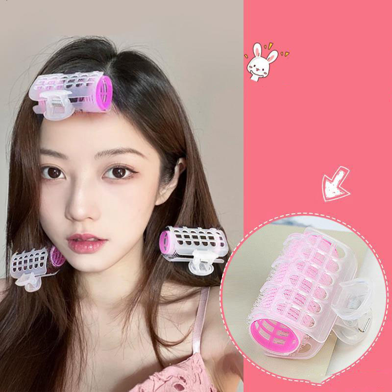 Set 3 Lô cuốn tóc gợn sóng tự dính có kẹp giữ tai thỏ Bunny màu pastel ngọt ngào KT30