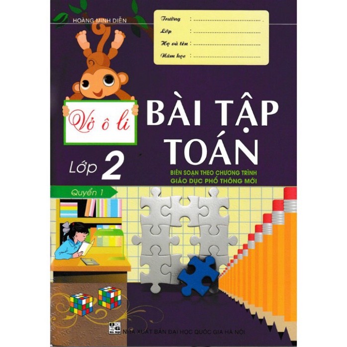 Sách - Combo Vở Ô Li Bài Tập Toán Lớp 2 Quyển 1+Quyển 2 - HA