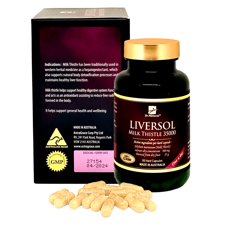 VIÊN UỐNG BỔ GAN DR.NATURAL LIVERSOL MILK THISTLE 35000 60 VIÊN | GIÚP BỔ GAN, TĂNG CƯỜNG CHỨC NĂNG GAN