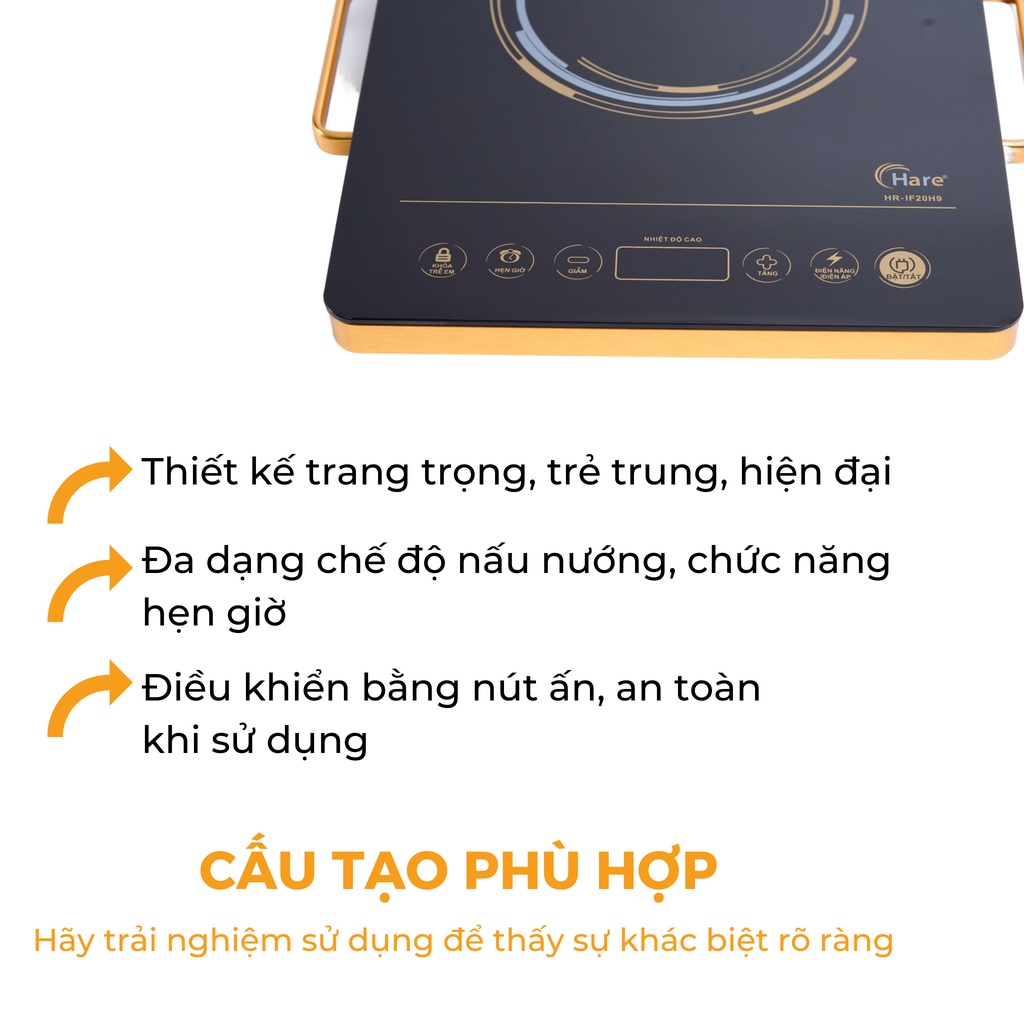 Bếp hồng ngoại công suất 2000W HR-IF20H9 -hàng chính hãng thương hiệu Hare - bảo hành 12 tháng