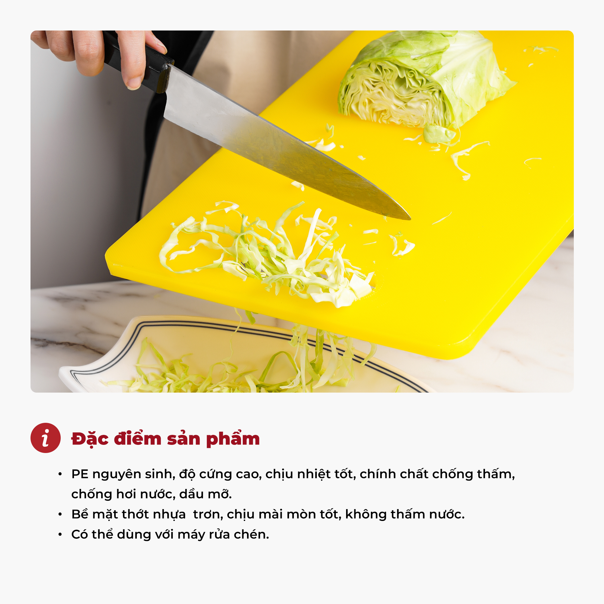 Thớt nhựa PE cao cấp cho nhà bếp nhà hàng 2 size - nhiều màu