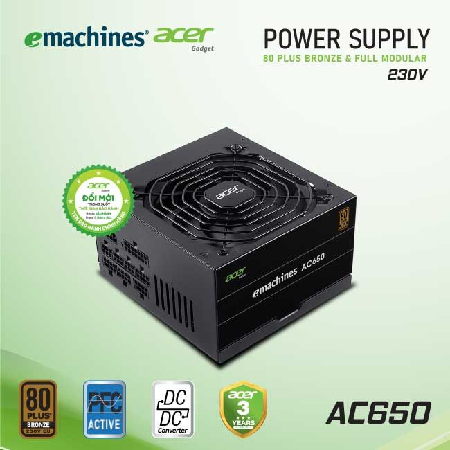 Nguồn Máy Tính Acer AC650 230V Bronze Full Modular – Hàng Chính Hãng