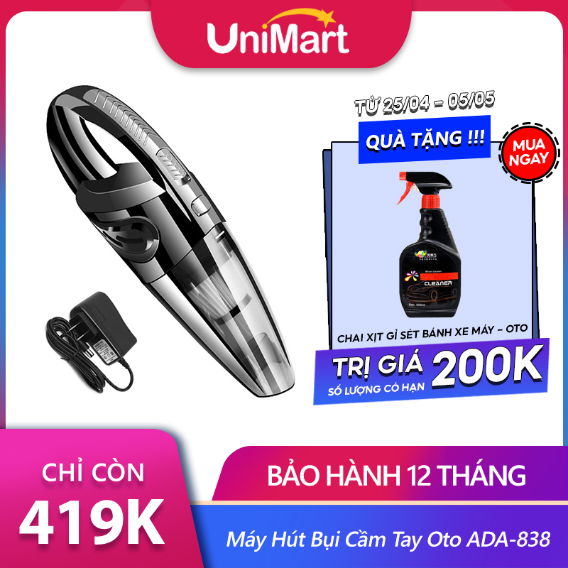 Máy hút bụi cầm tay không dây loại sạc pin dùng cho gia đình XC628 - lực hút 3200kpa - dung lượng 2200mAh - có thể hút bụi khô và nước - màu xám đen - Hàng Chính Hãng