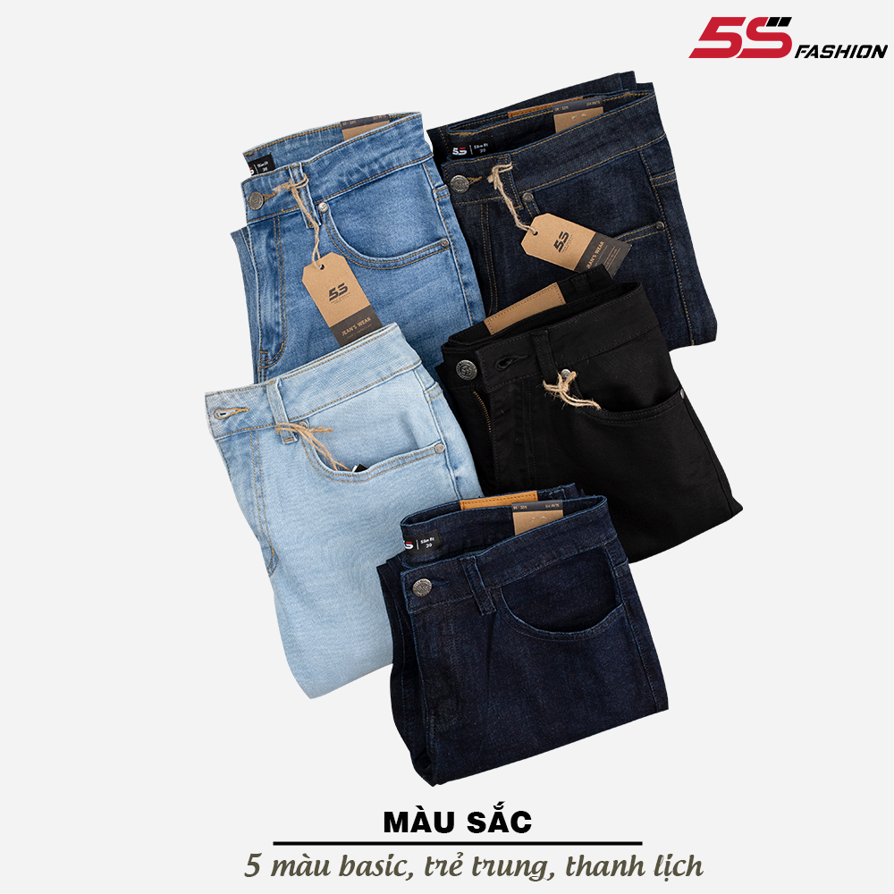 Quần Jean Nam 5S Màu Sắc Cơ Bản, Chất Cotton Mềm Mịn, Co Giãn Tốt, Không Bai Xù, Bền Màu, Phom Trẻ Trung