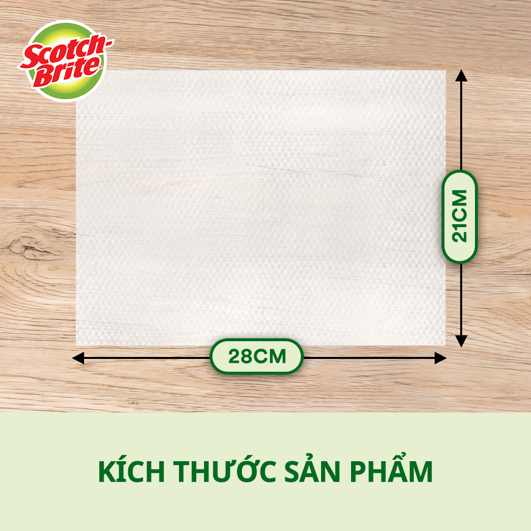 Khăn ướt thay thế cây lau siêu tốc Scotch Brite 3M, 28 cm x 21cm, 8 miếng/gói, kháng khuẩn 99,9%, hương trà xanh thơm mát, tĩnh điện giúp hút và giữ bụi bẩn, tóc,… , phù hợp với nhiều bề mặt