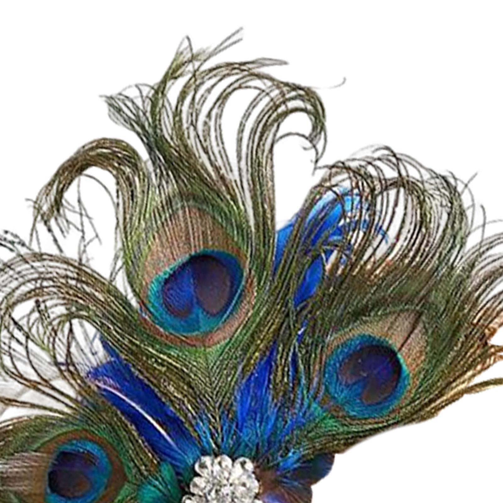 2X 1920s Feather Headband Women 20s Accessories Bridal Headpiece Beige