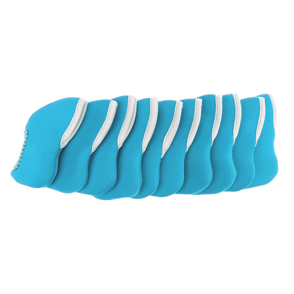 10 Pieces Golf Club Iron Headcover Putter Head Protector Cover Light Blue