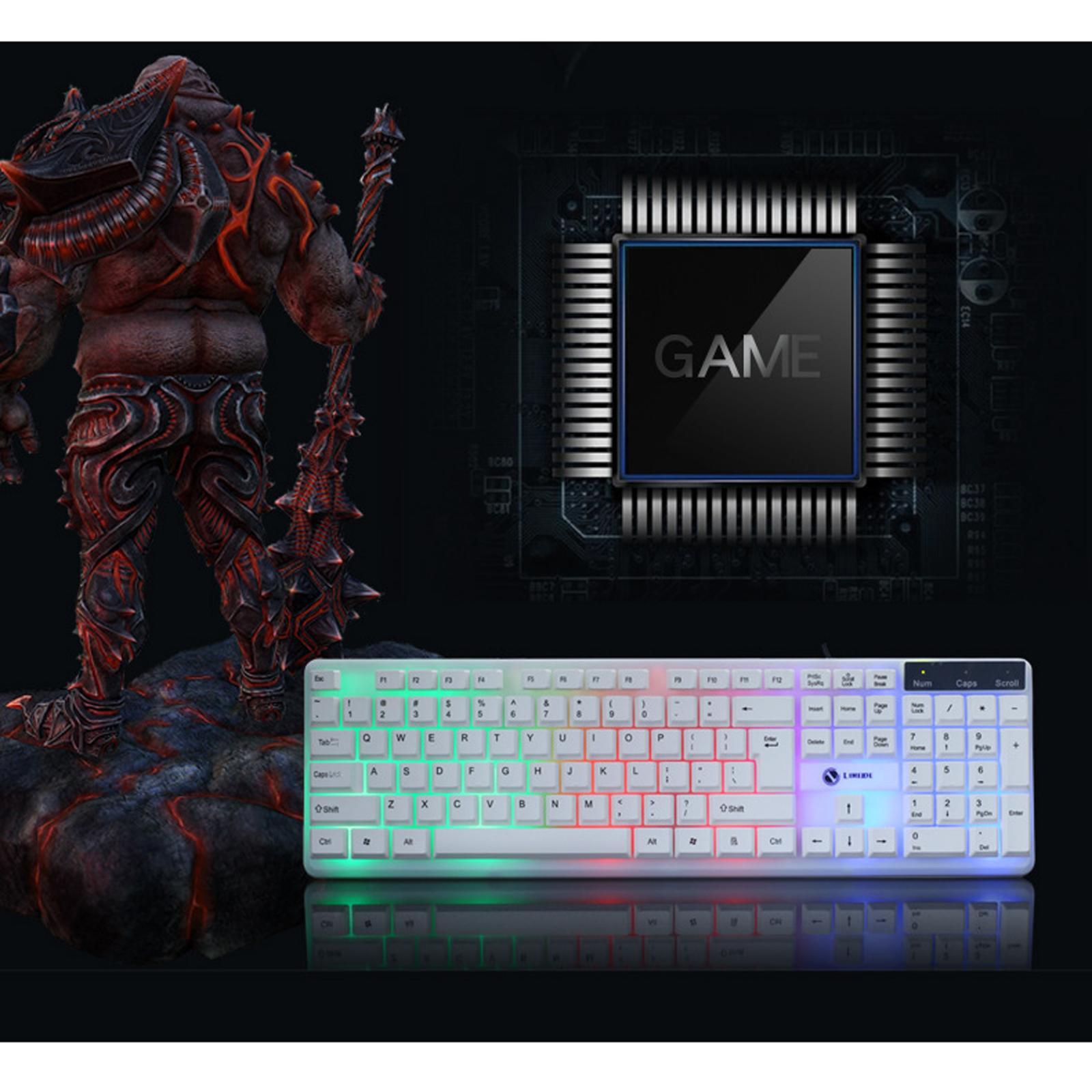 Gamer Wired Keyboard USB Mouse Set for Laptop Pc, 7-Color Breathing Backlit Mouse, US English Layout