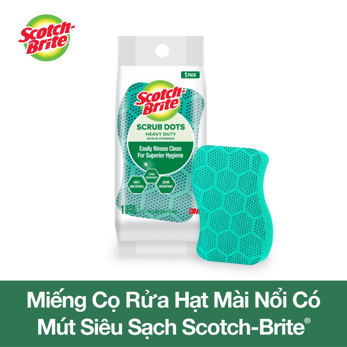 [Gift] Miếng rửa chén hạt nổi siêu sạch Scotch-Brite 3M đa năng, mút hạt nổi kháng khuẩn, không bám cặn bẩn gây mùi, dễ vệ sinh