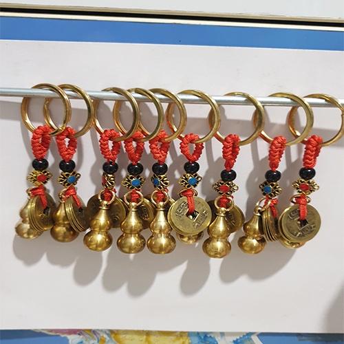 Móc khóa hồ lô đồng & hồ lô đồng không mở đáy & chuông đồng 5 đồng tiền