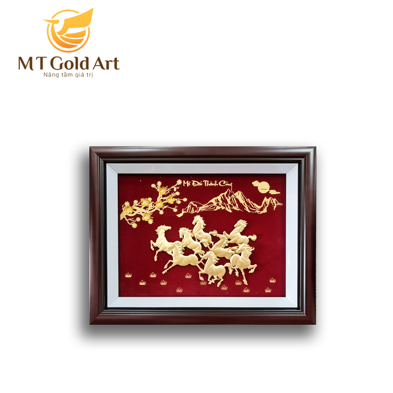 Tranh mã đáo thành công dát vàng 24k MT Gold Art (27x34cm) - Hàng chính hãng, trang trí nhà cửa, phòng làm việc, quà tặng sếp, đối tác, khách hàng, tân gia, khai trương 