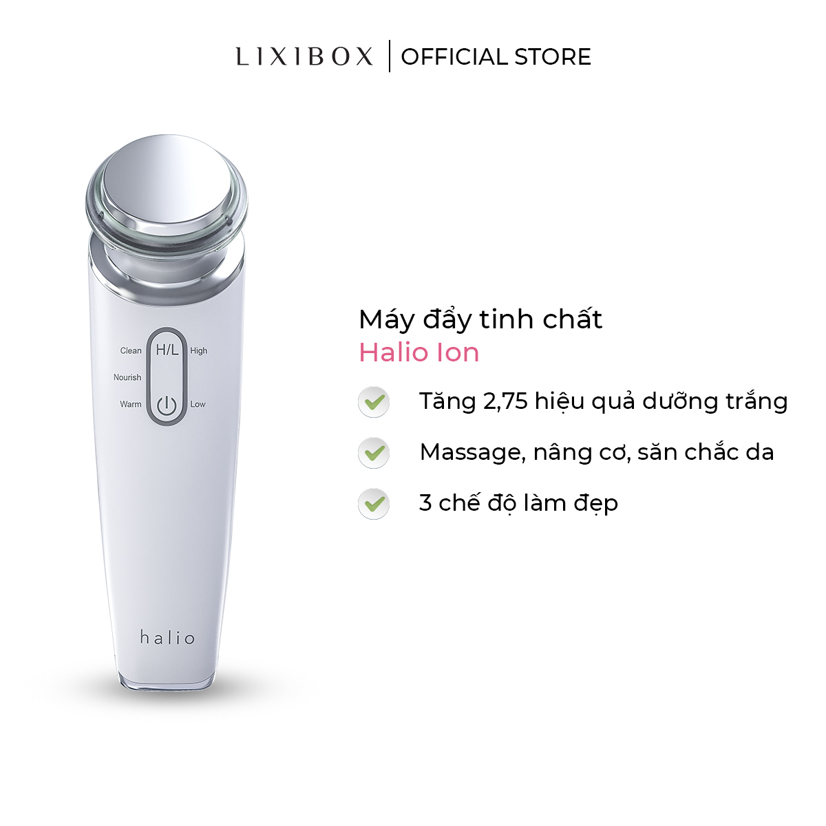 Beauty Box - Sáng da mờ thâm ( Combo Máy Đẩy Tinh Chất Dưỡng Trắng Halio Ion, Nước Hoa Hồng, Gel Dưỡng Ẩm Auragins, Bông Tẩy Trang)
