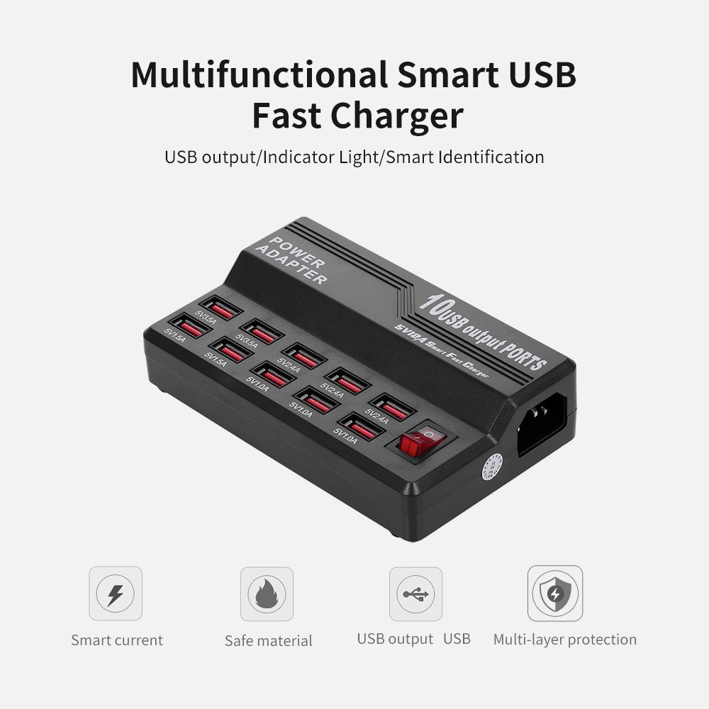 Bộ sạc thông minh với 10 cổng USB đa năng