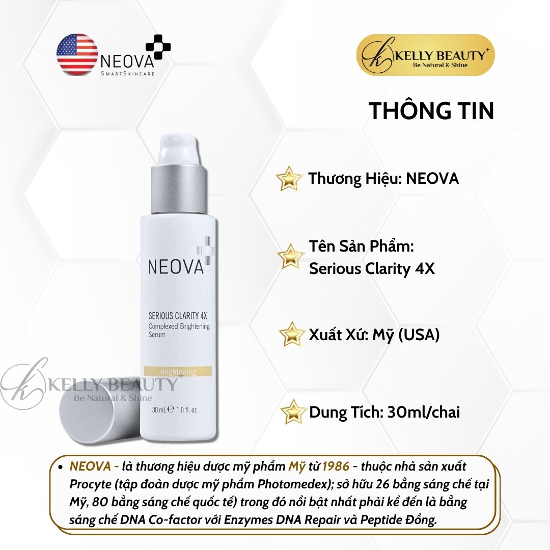 Serum Trắng Sáng Da NEOVA Serious Clarity 4X | Kelly Beauty