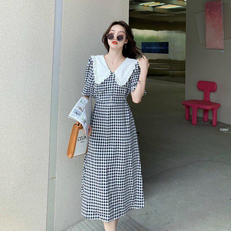 ĐẦM XÒE CARO CỔ SEN TRẮNG