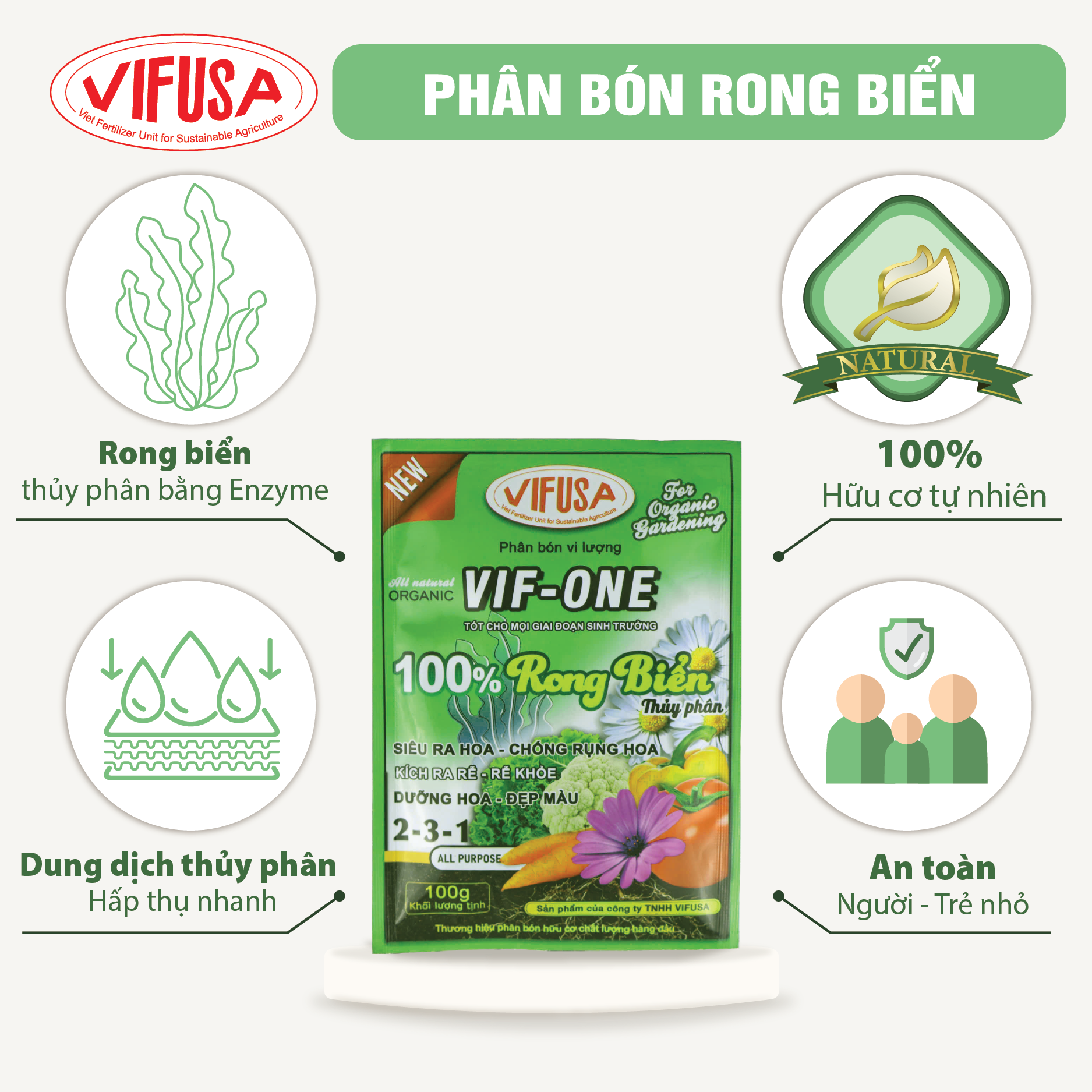 VIF-ONE - Phân bón rong biển gói 100g