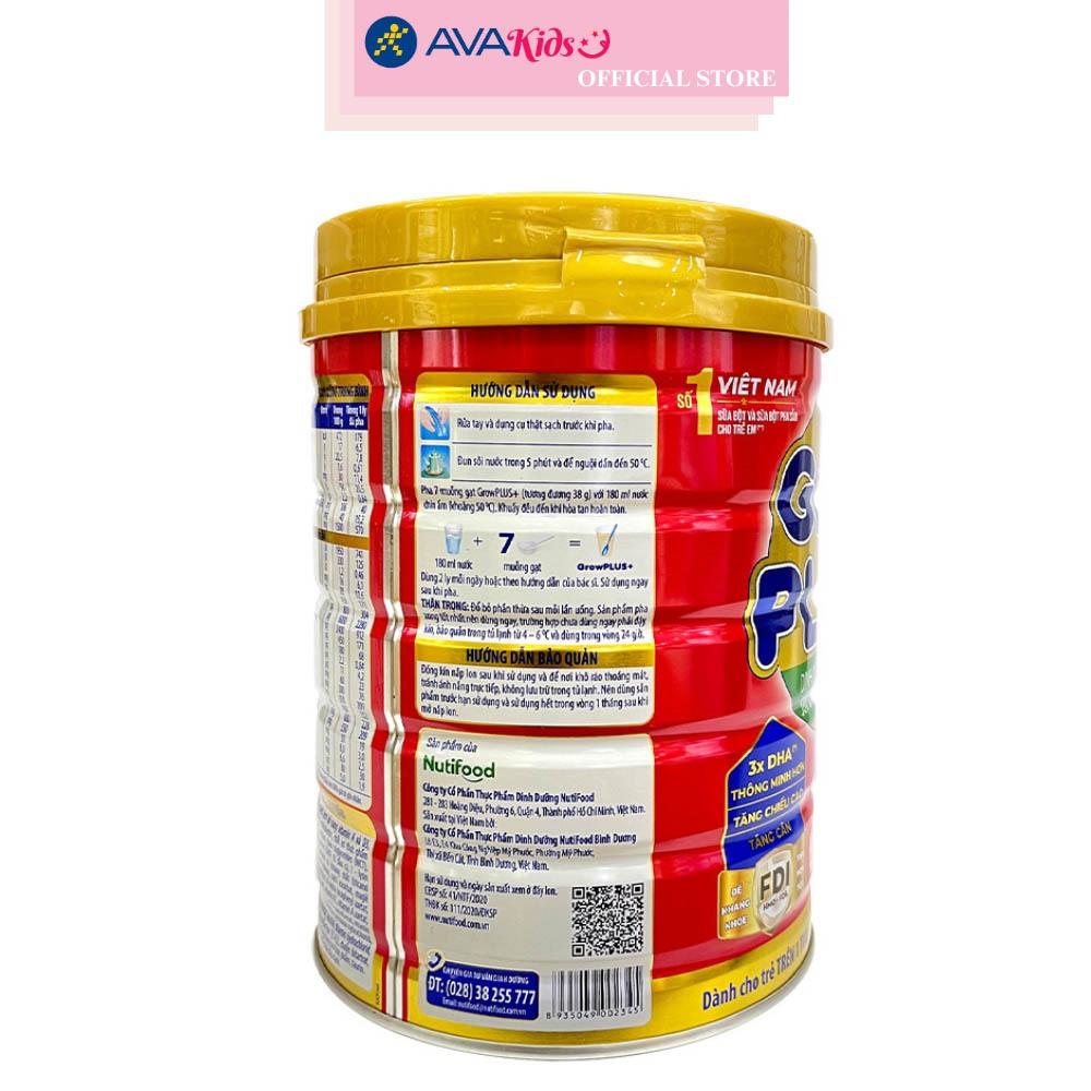 Sữa bột Nutifood GrowPLUS+ đỏ hương vani 900g (từ 1 tuổi) cho trẻ suy dinh dưỡng, thấp còi - Hàng chính hãng