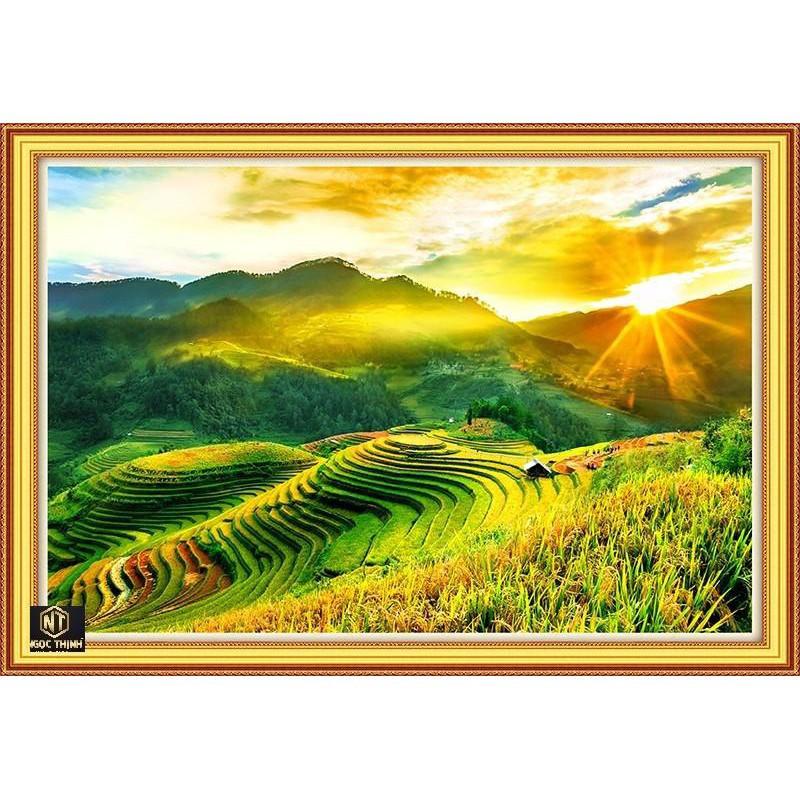 TRANH ĐÍNH ĐÁ Phong Cảnh Ruộng Bậc Thang VS135 (86x60) Chưa đính