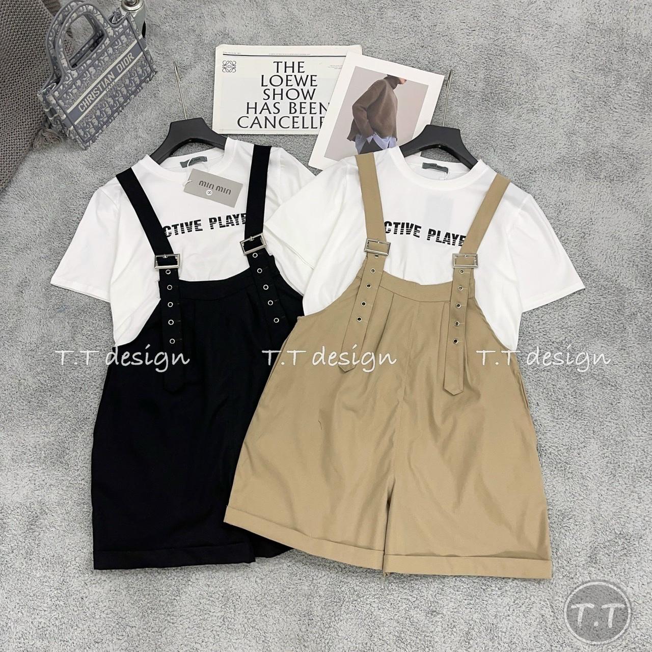 SET ĐI CHƠI, SET 2 MÓN ÁO THUN TAY NGẮN PHỐI YẾM CHỮ CỰC XINH