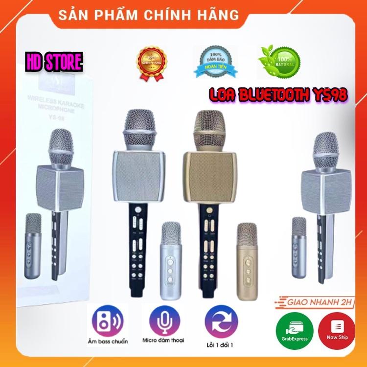 Micro Karaoke YS98 Cao Cấp Siêu Hay- Micro Bluetooth YS-98 Tích Hợp Loa Bass, Tress, Kèm Thêm 1 Micro Để Hát Song Ca