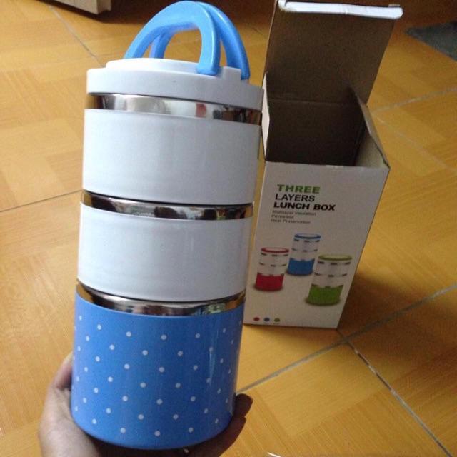 Cặp lồng cơm inox giữ nhiệt chấm bi 1, 2, 3 tầng