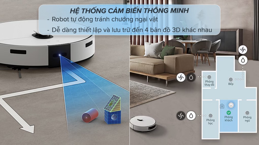 Robot hút bụi lau nhà Samsung VR7MD96514G/SV - Hàng Chính Hãng