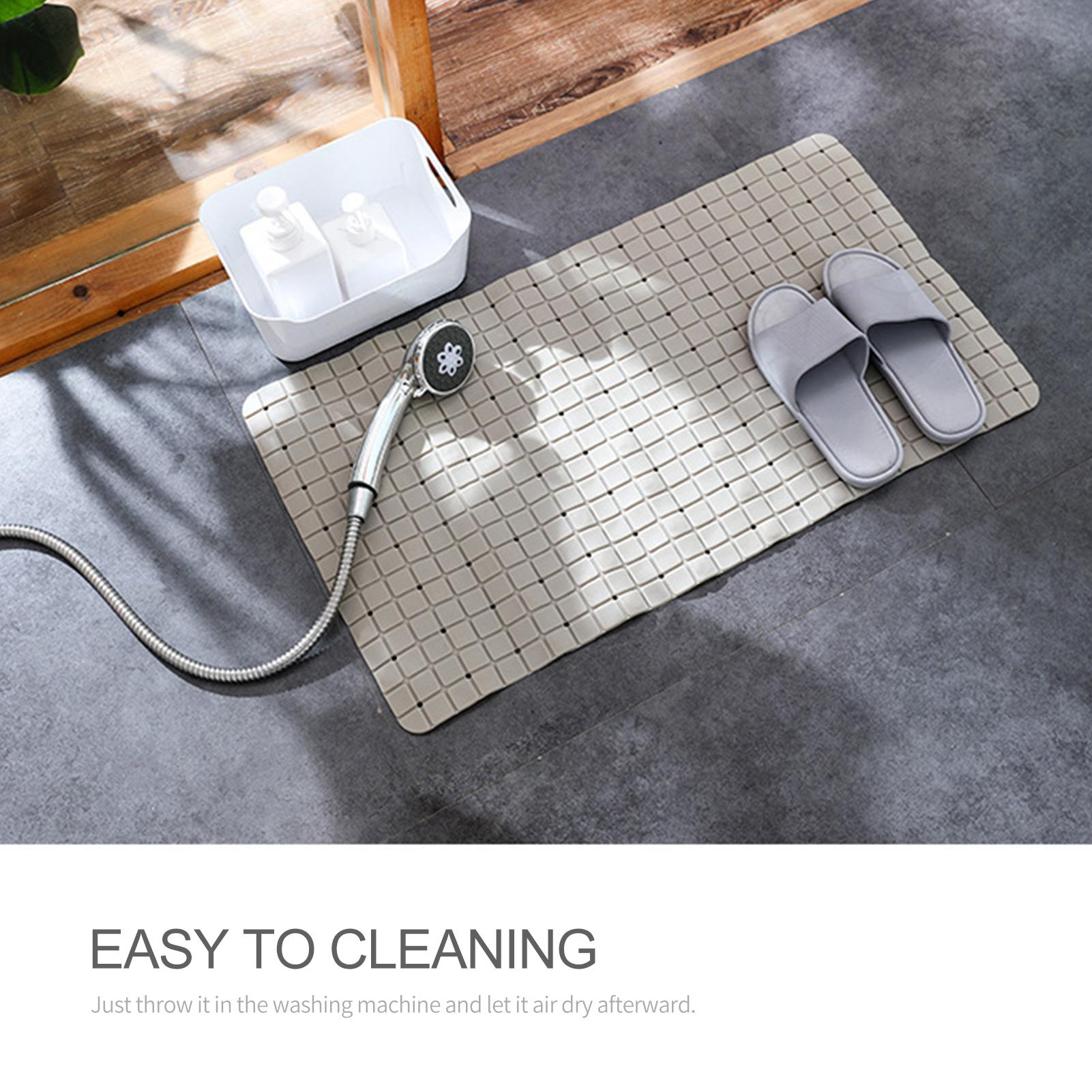 Tấm thảm nhà tắm 15x28 inches, có rảnh thoát nước, chống trơn trượt, chất liệu PVC