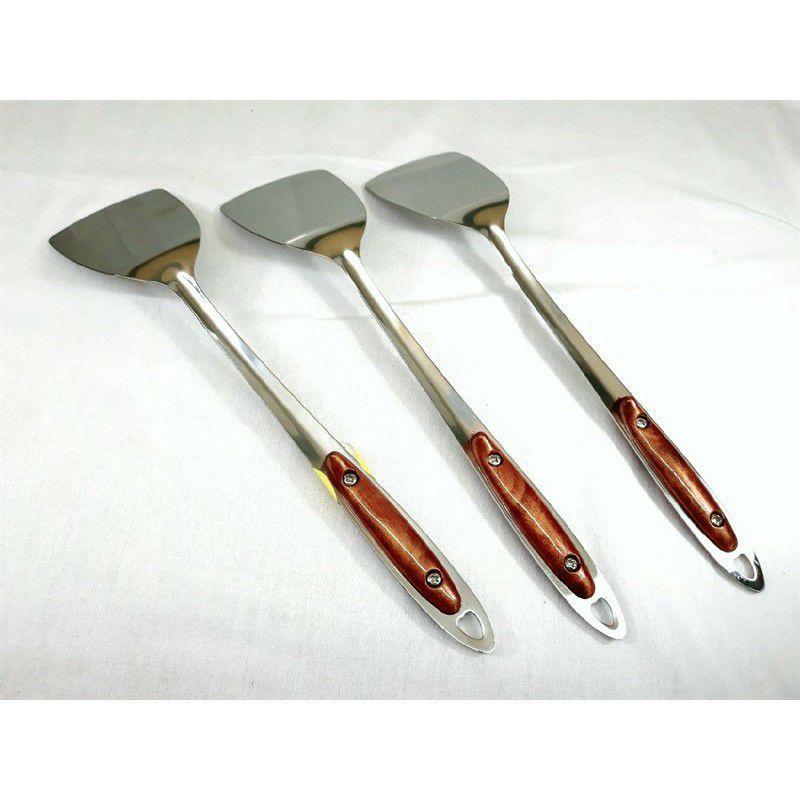 Bộ thìa inox nhà bếp gia dụng cán dài không nóng, xẻng rán, xào xúp