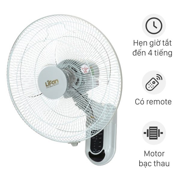 Quạt treo tường 3 cánh 50W  Lifan TE-1688 - Có REMOTE - Hàng chính hãng