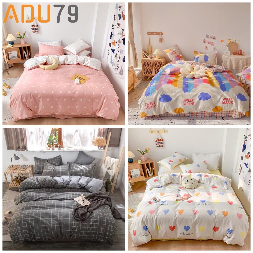 Bộ Ga Giường Full Set Cotton Korea Bedding ADU79 Đủ Kích Thước Trải Nệm 4 Món CÓ CHĂN CHẦN BÔNG