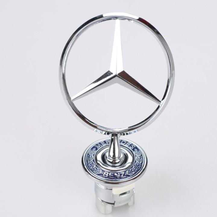 Logo thương hiệu Mercedes-benz gắn capo đầu xe hơi cao cấp, chất liệu hợp kim mạ crom