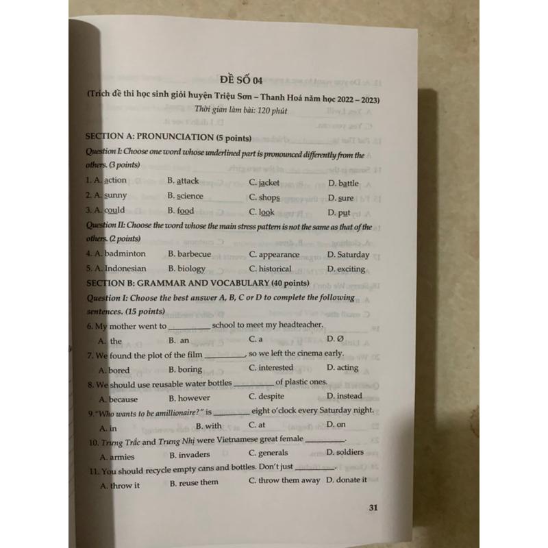 Sách - Tuyển chọn đề thi học sinh giỏi Tiếng anh lớp 6( CT sách gk mới)