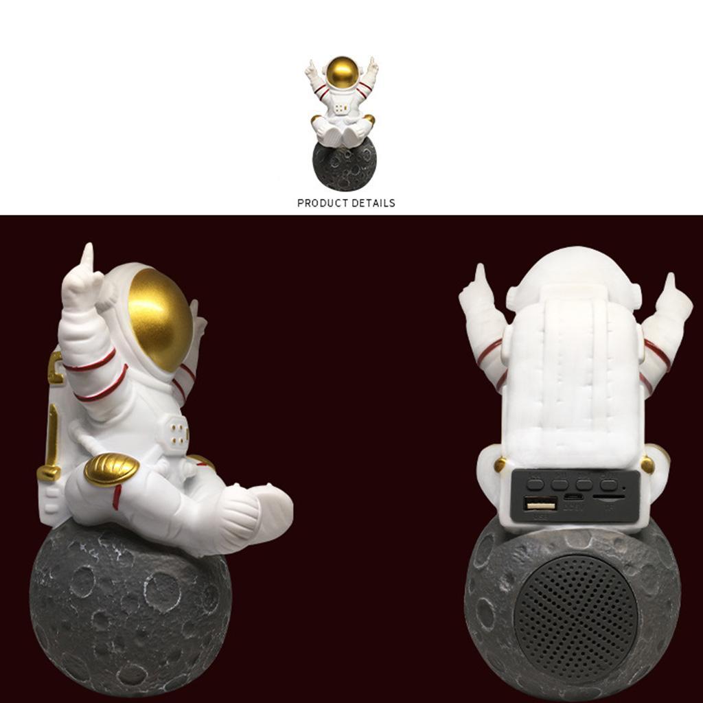 Astronaut Shape Bluetooth Portable Speaker with Mic FM TF Card USB golden