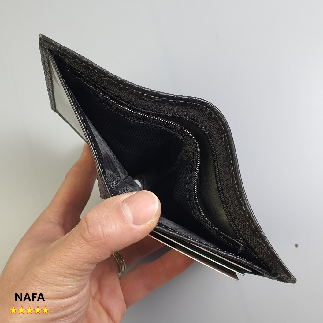 [Da thật] Ví mini, ví đựng thẻ da bò vân cá sấu NAFA MN118 thời trang cao cấp  – Màu đen