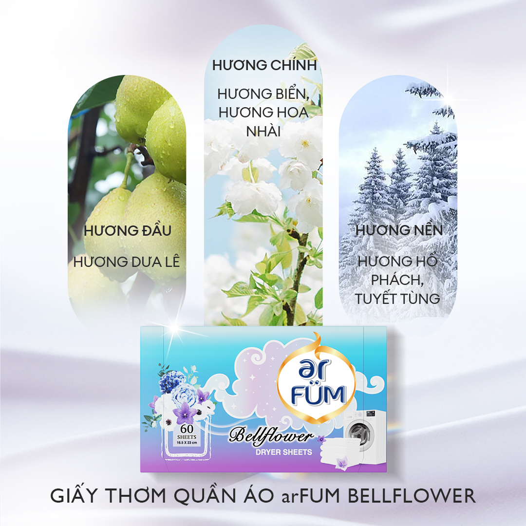 Giấy Thơm Arfum Dùng Cho Máy Sấy Làm Mềm Vải Và Chống Tĩnh Điện , Khử Mùi Tủ Giày, Tủ Quần Áo (60 Tờ/ Hộp)
