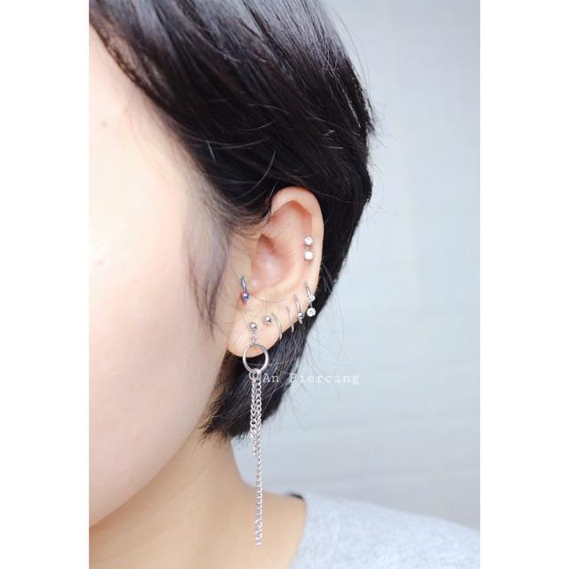 Khuyên mũi chữ U đá trấu bằng thép y tế xỏ khuyên piercing - XUÂN SHOP
