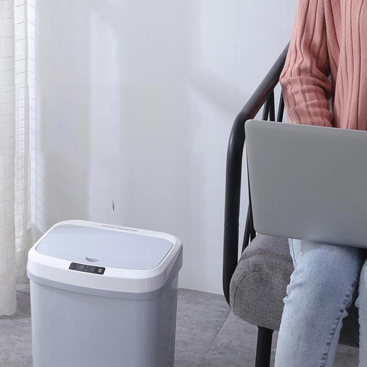 Thùng rác cảm ứng bằng hồng ngoại không cần chạm, có nắp cho phòng khách, phòng ngủ, phòng tắm, văn phòng