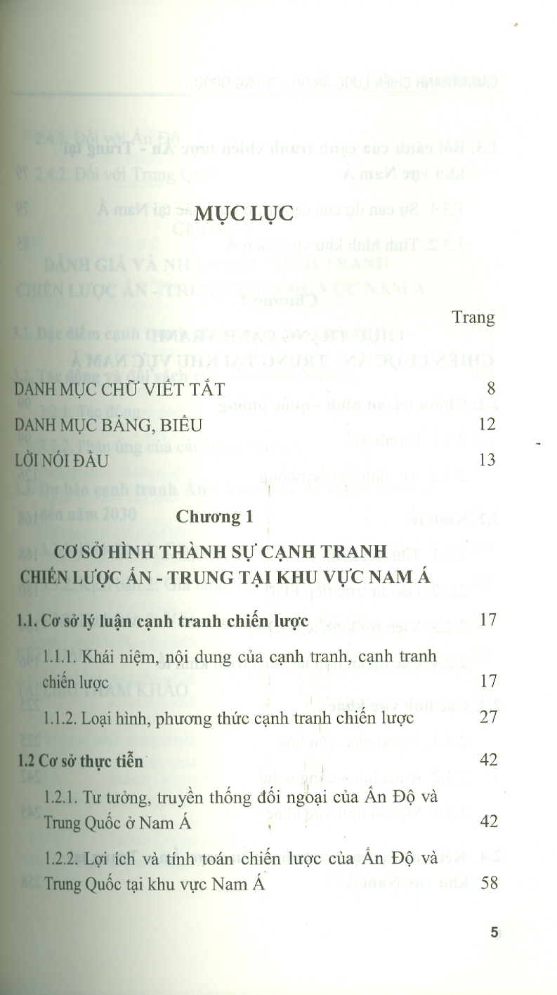 Cạnh Tranh Chiến Lược Ấn Độ - Trung Quốc Tại Khu Vực Nam Á Giai Đoạn 2000-2020 Và Dự Báo Đến 2030 (Sách chuyên khảo) - Viện Hàn lâm Khoa học Xã hội Việt Nam - Viện Nghiên cứu Ấn Độ và Tây Nam Á; TS. Trần Hoàng Long chủ biên