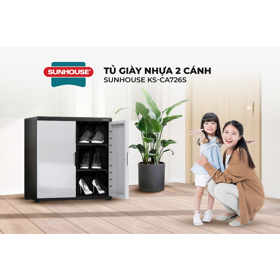 Tủ giày nhựa 2 cánh Sunhouse KS-CA726S - Xám Trắng