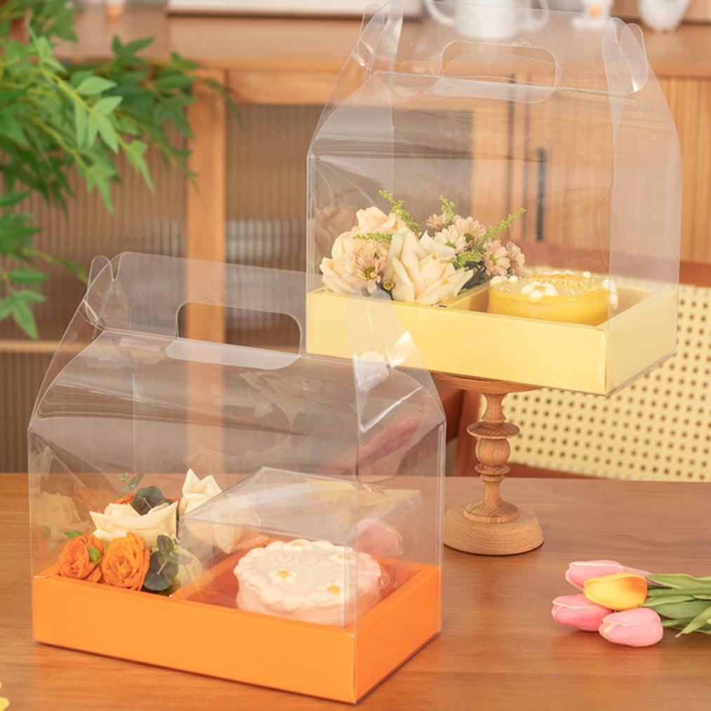 Hộp Đựng Bánh Và Hoa Hộp Quà Tặng MICA Trong Suốt 2 Ngăn Cho Sinh Nhật Valentine 8/3