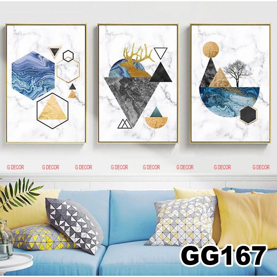 Tranh treo tường canvas 3 bức phong cách hiện đại Bắc Âu 110, tranh decor trang trí phòng khách, phòng ngủ, phòng ăn