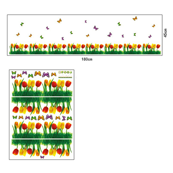 Decal Dán Chân Tường Hoa Tulip - 2 Bộ (45 x 360 cm)