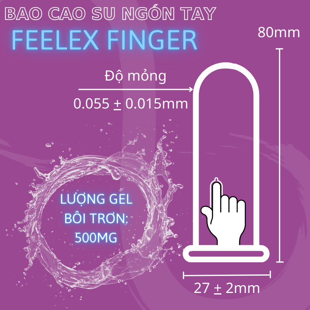 Bao cao su ngón tay Feelex Finger Condom nhiều gel hộp 12 bcs