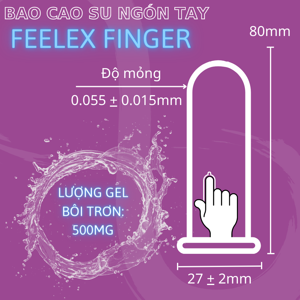 Hình ảnh Bao cao su ngón tay Feelex Finger Condom siêu dai, nhiều gel bôi trơn, hộp 12 pcs