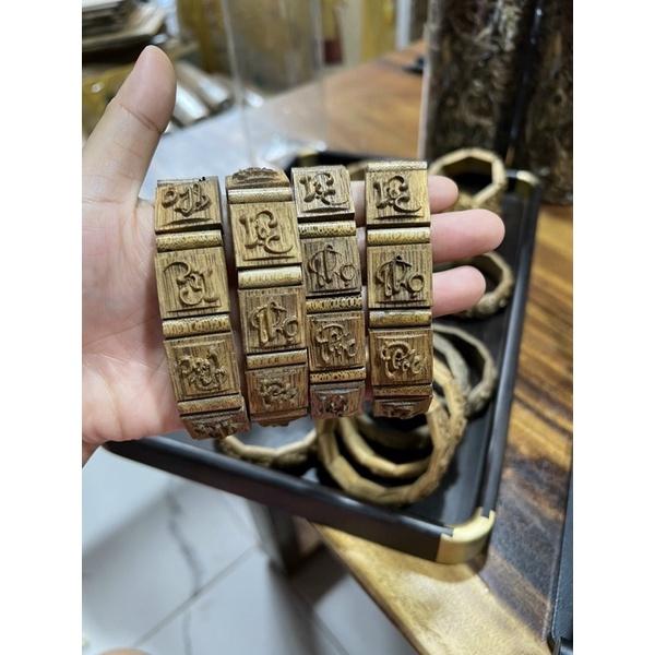 Vòng trầm hương tự nhiên điêu khắc chữ Phúc Lộc Thọ